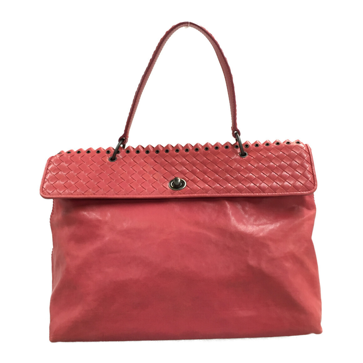 Bottega Veneta Intrecciato Woven Leather Shoulder Bag Red